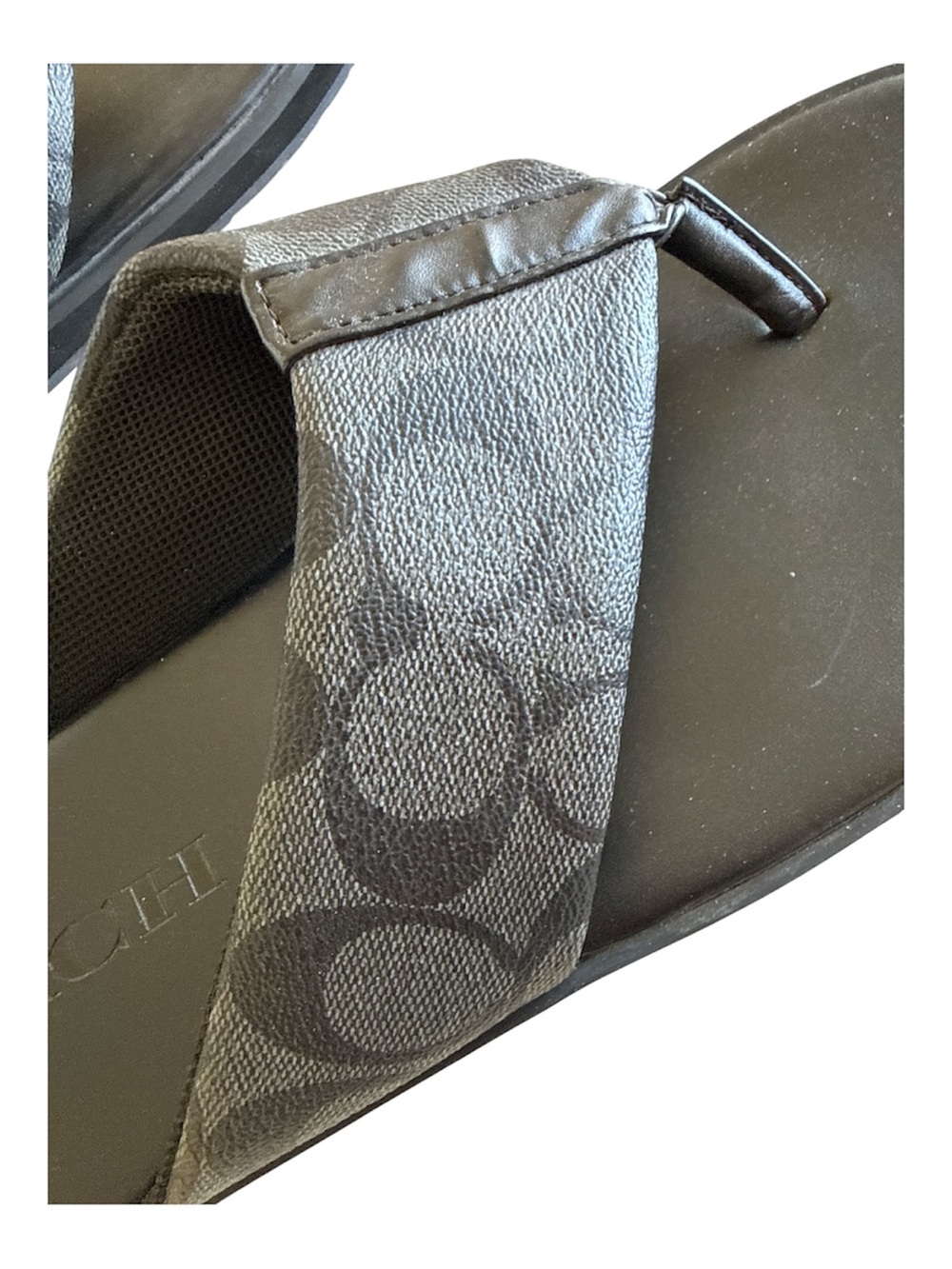 New Coach Men’s Black Signature Flip Flops - Picture 4 of 5